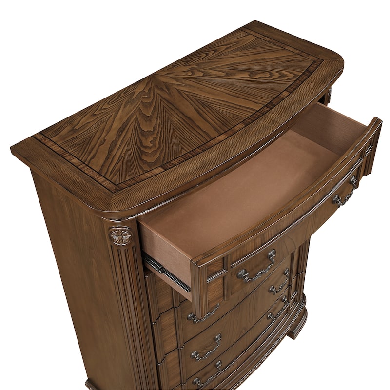Elegant Design Formal Bedroom Set 4pc Bed Dresser Mirror Chest Furniture