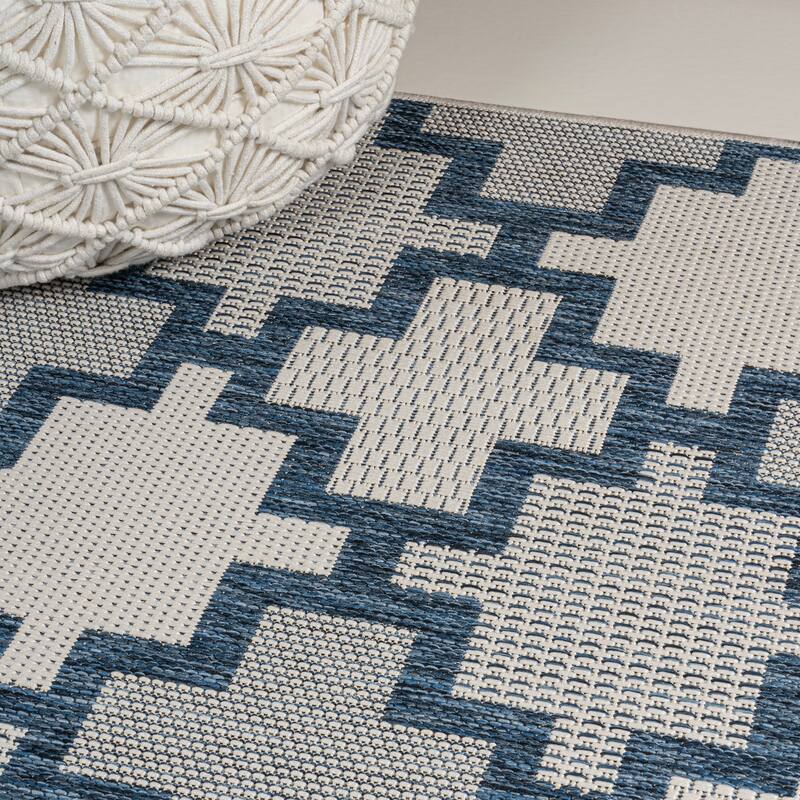 JONATHAN Y Lior Modern Geometric Tile Pattern Salmon/Cream Indoor/Outdoor Area Rug