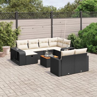 vidaXL Garden Sofa Set Black/Gray - 24.4 x 25.8 x 27.2