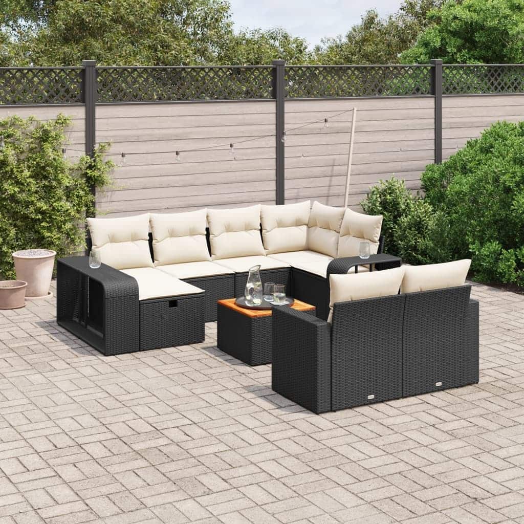 vidaXL Garden Sofa Set Black/Gray - 24.4 x 25.8 x 27.2