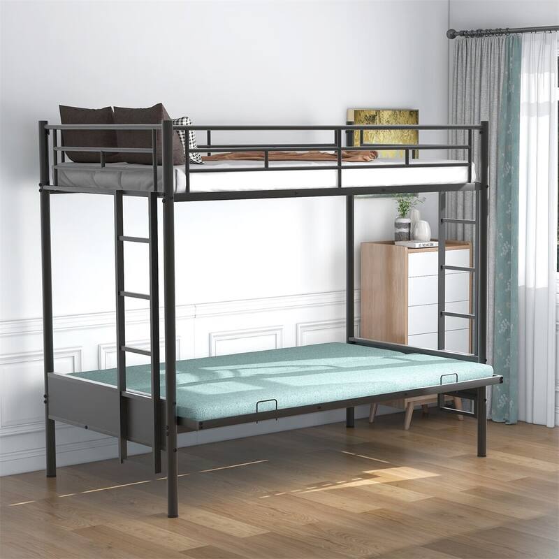 Merax Twin over Full Metal Functional Bunk Bed with Ladders