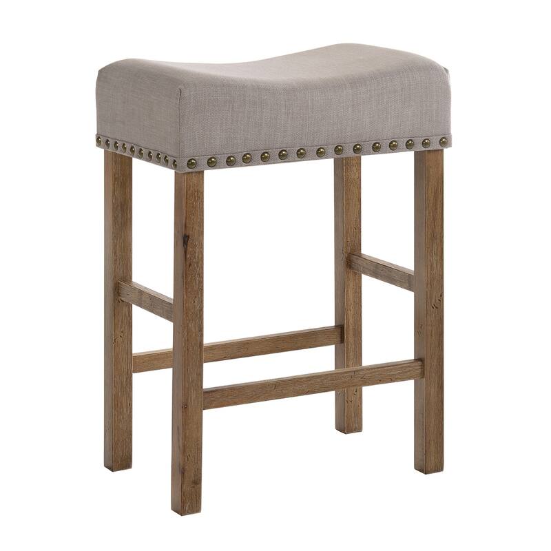 Tan and Weathered Oak Counter Height Stools (Set of 2)