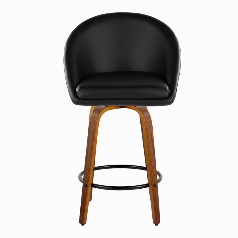 Carson Carrington Livesey High Back 26" Fixed-Height Counter Stool with Bent Wood Legs & Round Footrest (Set of 2)