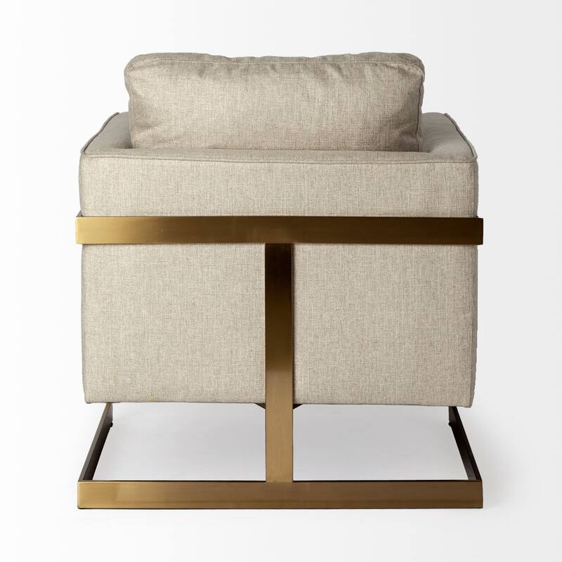 Rupert Cream Poly-Linen Seat w/ Gold Stainless Steel Frame Accent Chair