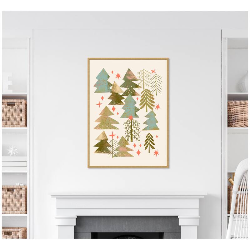 Kate and Laurel Framed Canvas Winter Forest by Nikita Jariwala