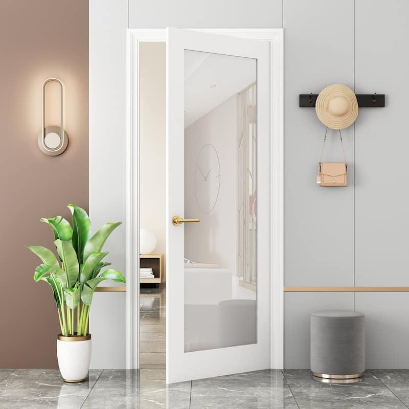 80"H 1 Lite Mirrored Prefinished Slab Solid Manufactured Wood Core Interior French Standard Slab Door