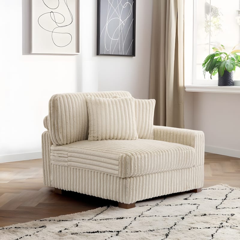 Cotton Flannel Armchair Sofa Corner Chairs for Living Room - White - Armchair Right