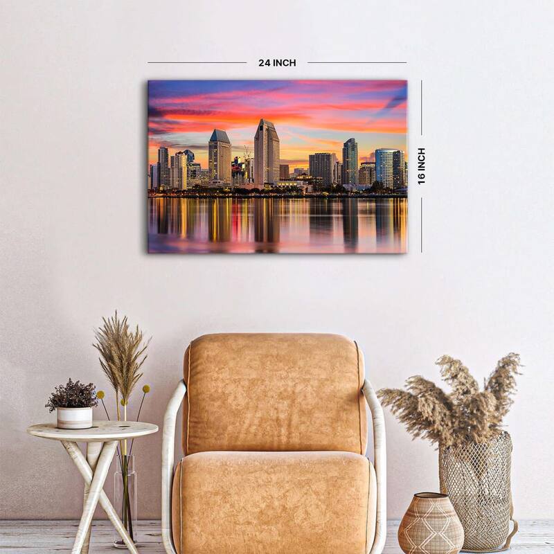 USA City Canvas Wall Art Sunset San Diego Skyline Pictures