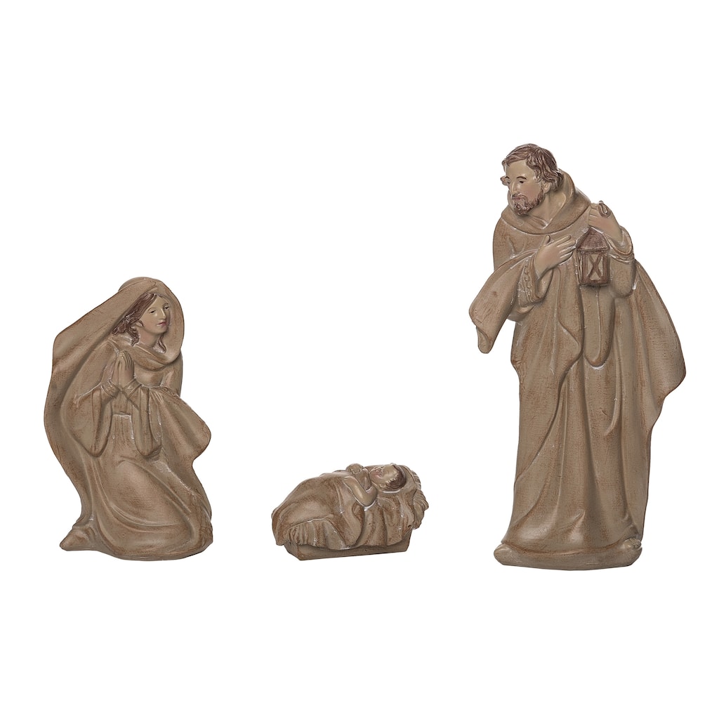 Transpac Resin 9.45 in. Brown Christmas Rustic Holy Family Set of 3