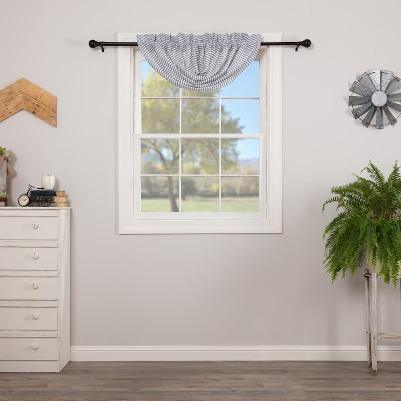 Sawyer Mill Ticking Stripe Balloon Valance - Balloon Valance 60x15 - Balloon Valance 60x15