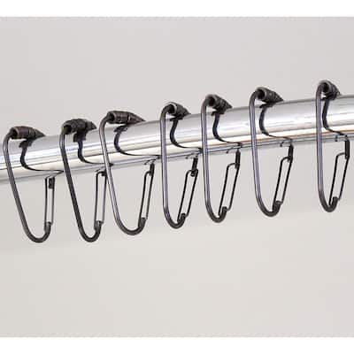 12 Piece Set - Bronze Heavy Duty Shower Curtain Hooks Rings Rustproof Metal