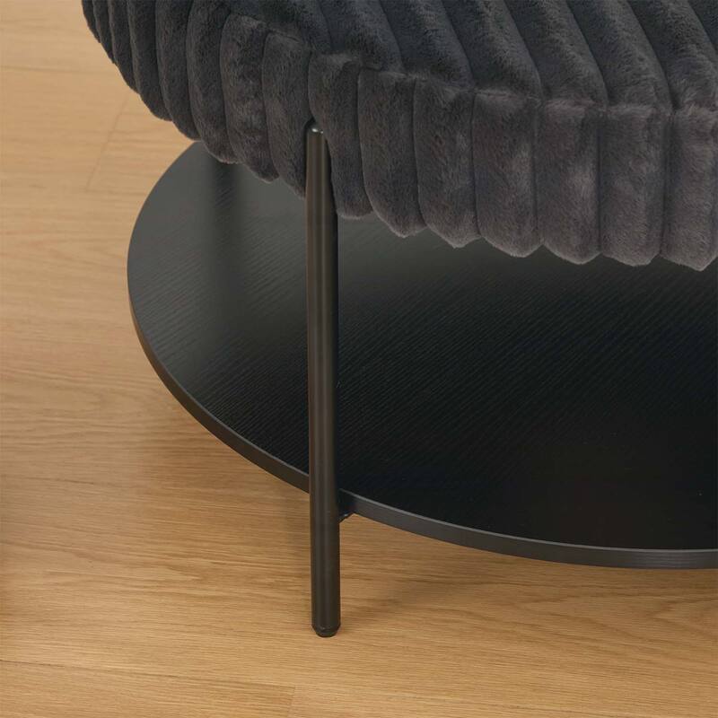 Round Coffee Table with Wooden Open Storage Shelf