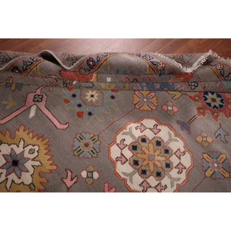 Transitional Oushak Oriental Area Rug Hand-Knotted Wool Carpet - 9'2"x 11'10"