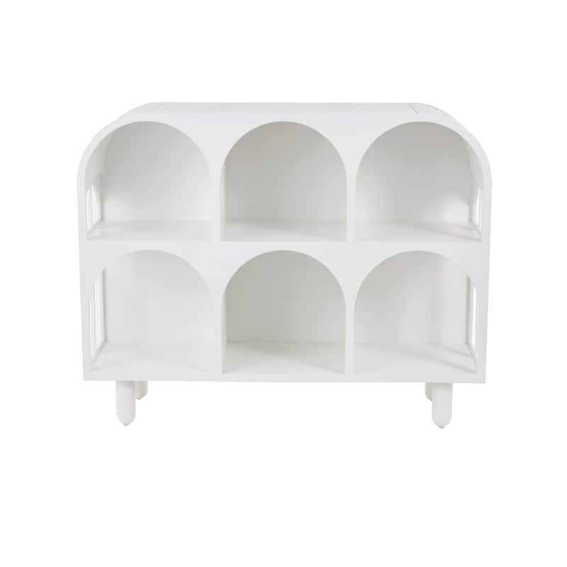 Wooden Geometric Handmade 6 or 4 Shelf Console Table - White - Roche River Decor