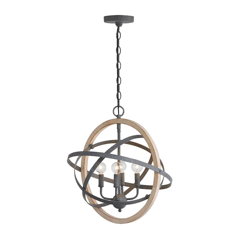 Bluffton 4-light Iron/ Wood Hanging Pendant