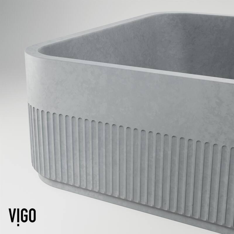 VIGO Cypress 21"L x 14"W Concrete Vessel Sink and Apollo 12"H Faucet Set
