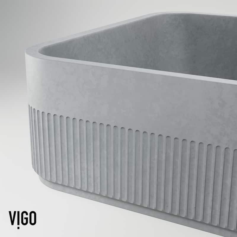 VIGO Cypress 21"L x 14"W x 5"H Concreto Stone Rectangular Bathroom Vessel Sink