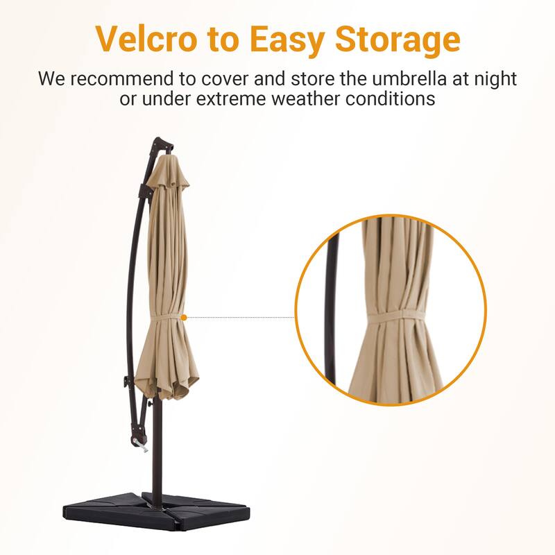 10 ft Steel Crank-lift Cantilever Umbrella With Weighted Base