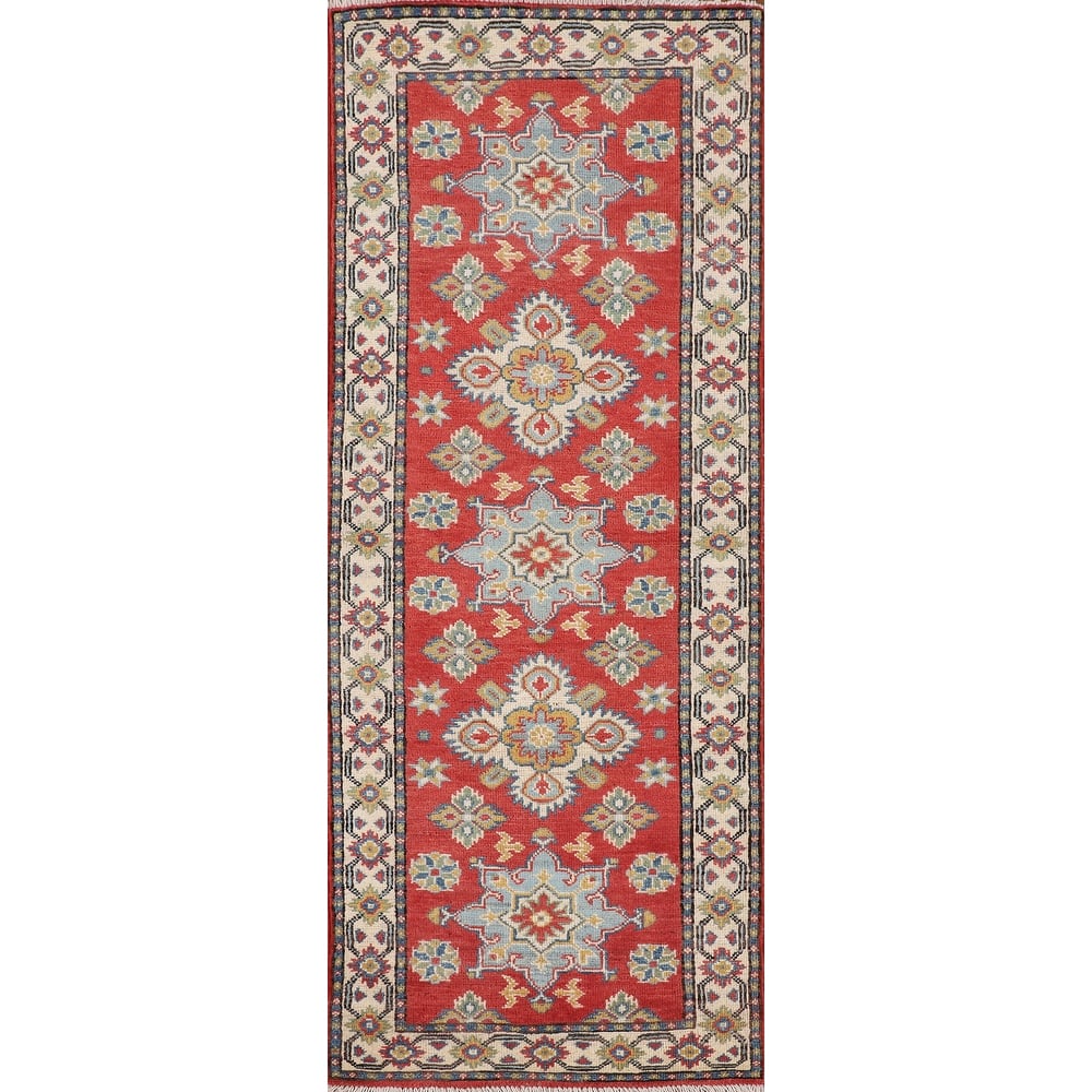 Kazak Oriental Runner Rug Hand-Knotted Wool Carpet - 2'2" x 6'0"