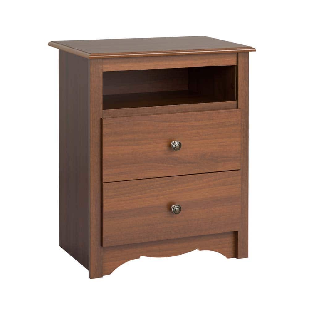 s Fremont 2 Drawer Nightstand: Elegant Bedroom Furniture, Bedside Table with Open Shelf, 23.25"W x 16"D x 28"H, Cherry