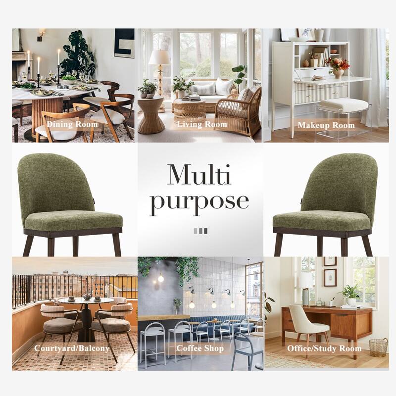 Upholstered Fabric Dining Chairs with Curved Backrest