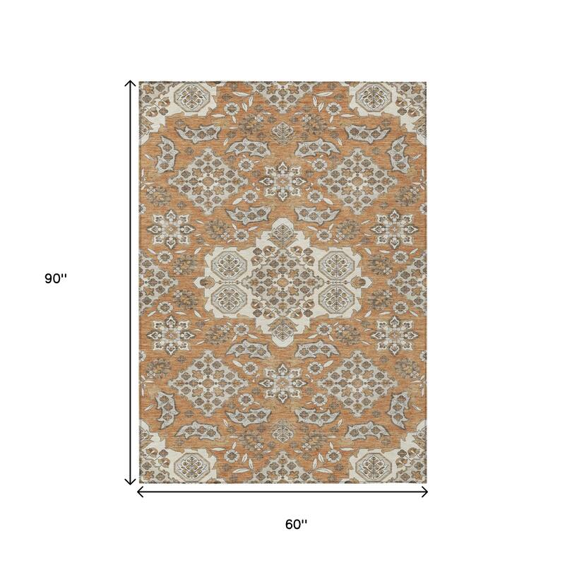 HomeRoots Medallion Traditional Rectangle Outdoor Rug