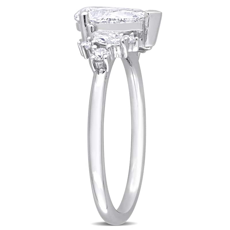 1 3/8ct TW Multi-Shaped Lab-Grown Diamond Cluster Engagement Ring in 14k White Gold