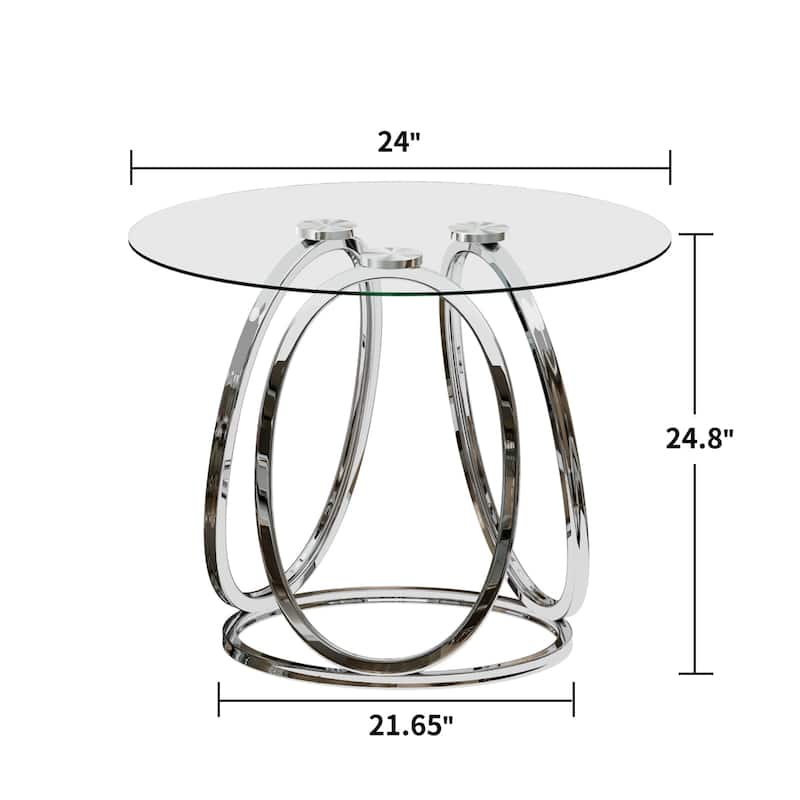Myhozm Glass Living Room Side Table with Metal Frame