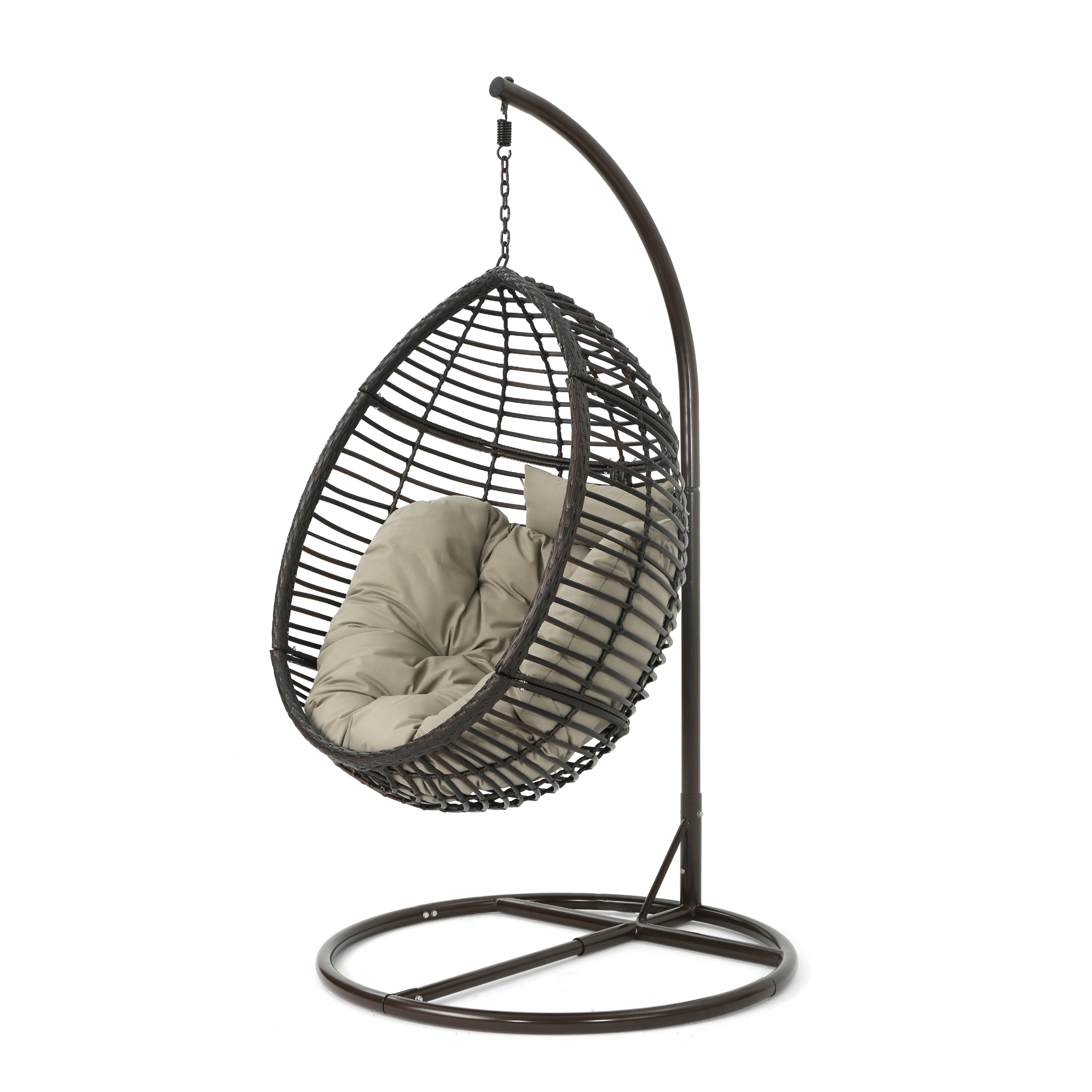 Layla Outdoor Hanging Wicker Basket Chair by Christopher Knight