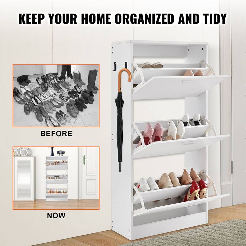 Shoe Cabinet with Flip Doors for Entryway Living Room Organization - 23.62 x 9.33 x 47.24 inch
