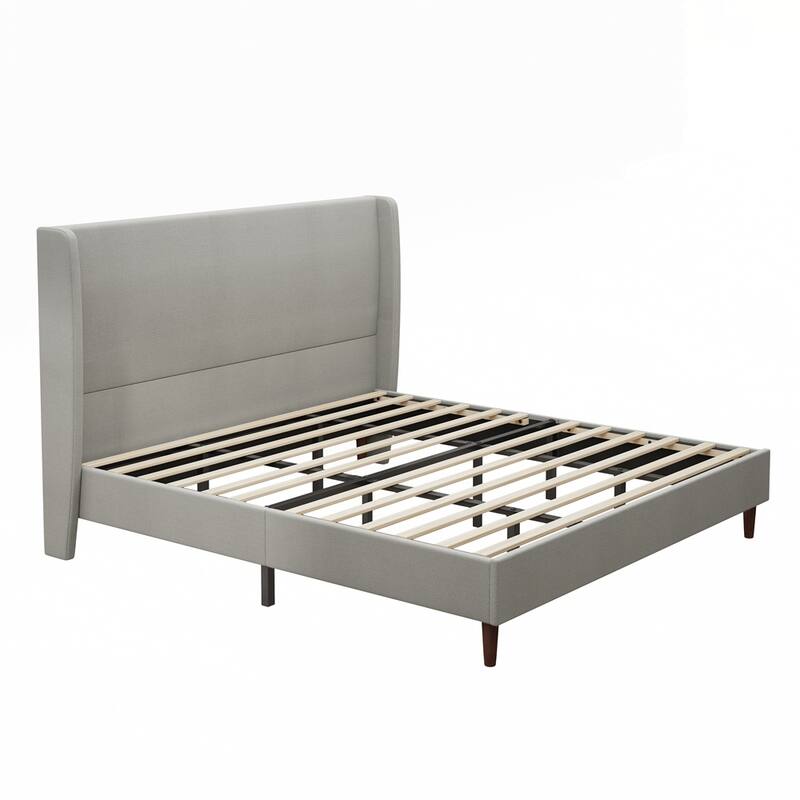 High Headboard Upholstered Platform Bed No Box Spring Needed