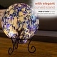 preview thumbnail 6 of 9, Alpine Corporation 8" Diameter Indoor/Outdoor Glass Gazing Globe with LED Lights and Stand, Blue/White