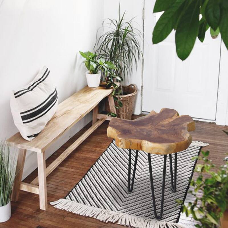 Greenage Solid Wood Teak Live Edge Natural Cut Coffee Table