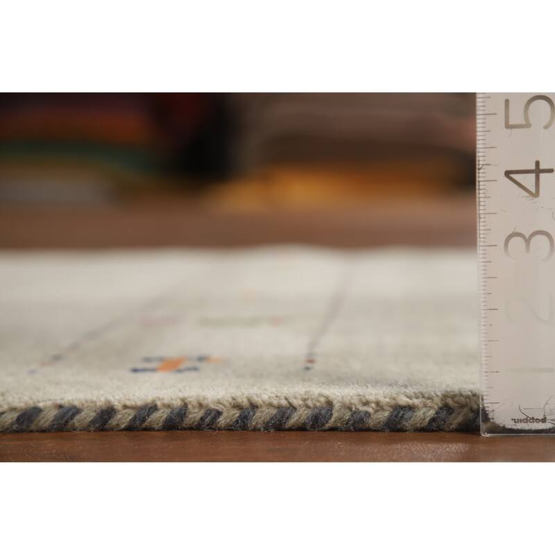 Hand Knotted Oriental 100% Wool Carpet Tribal Animal Pictorial Green Gabbeh Area Rug - 4' 11'' X 3' 1''