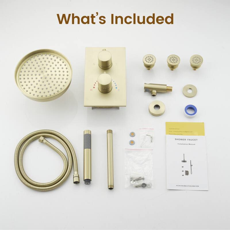 Thermostatic 3-Spray 8 in. Ceiling Mount Fixed and Handheld Dual Shower Head 2.5 GPM with 3-Body Jet