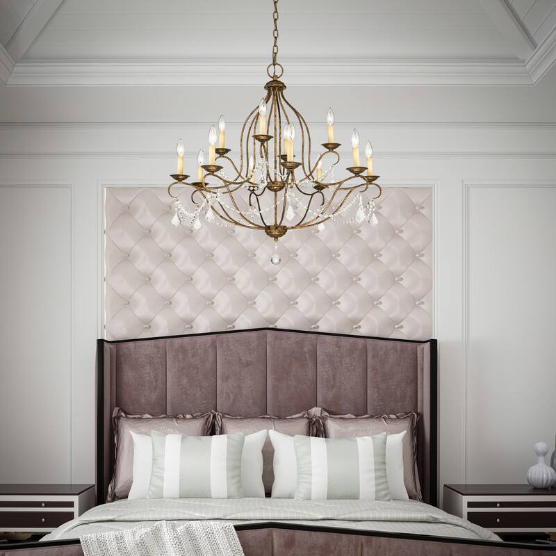 Livex Lighting Chesterfield 12 Light 2 Tier Chandelier with Crystal