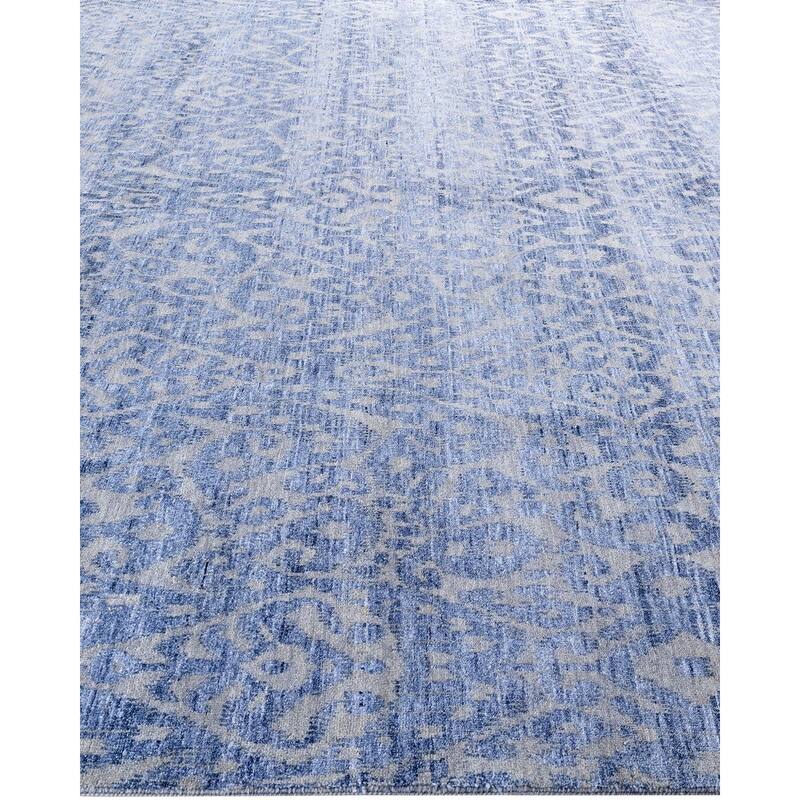 Modern One-of-a-Kind Handmade Area Rug, Blue - 8' 1" x 9' 8"