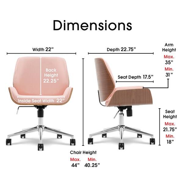 dimension image slide 0 of 4, Elle Decor Ophelia Low-Back Task Chair in Chrome Finish
