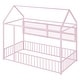 preview thumbnail 65 of 70, Metal Floor House Bed Frame with Fence and Shelves