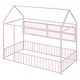 preview thumbnail 23 of 25, Twin Size Metal Bed House Bed Frame with Fence and Shelves, Black