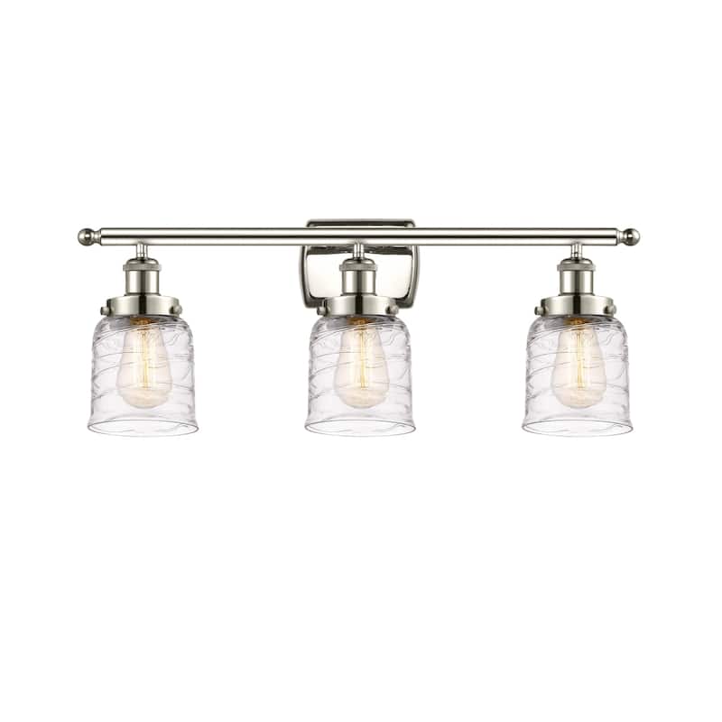 Innovations Lighting 916-3W-12-26 Bell Vanity Bell 3 Light 26" Wide - Polished Nickel / Deco Swirl