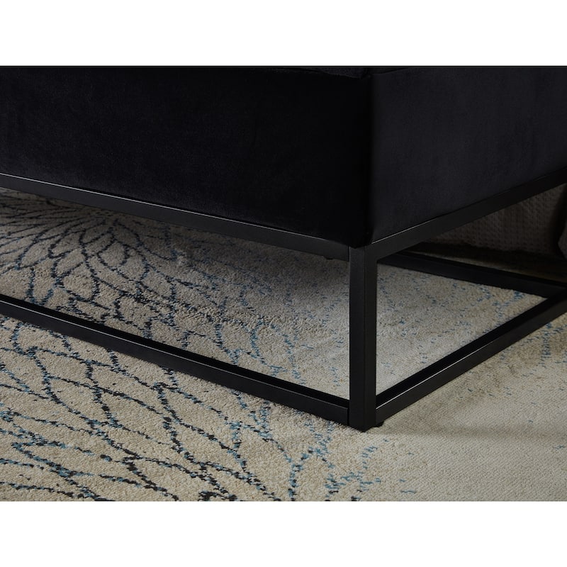 Roomfitters 58.6" Upholstered Bed Bench with Storage, Velvet Bedroom Bench with Metal Base