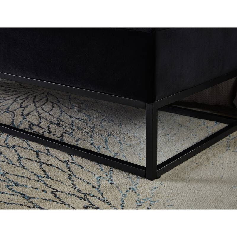 Velvet Upholstered Storage Seat Leisure Stool with Metal Frame, Exquisite End of Bed Corridor Stool with Button Tufting