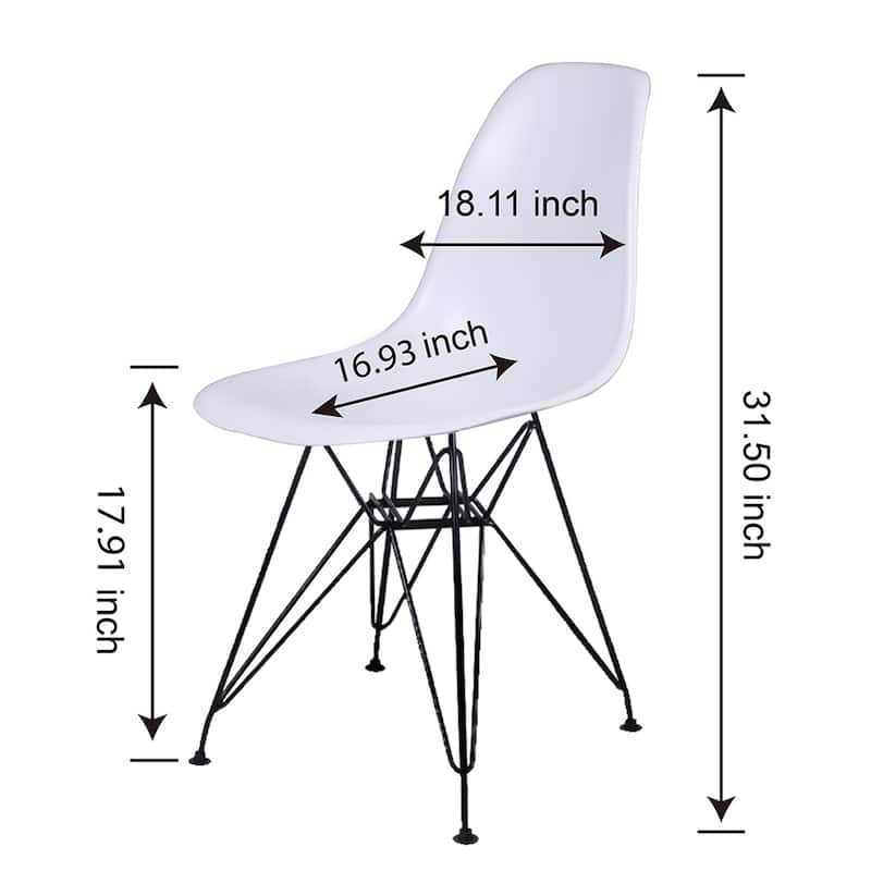 Armless Plastic Shell Side Dining Chairs with Metal Legs-Set of 2