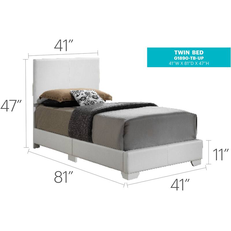 Twin Size PU Platform Bed with Foam Filler and Easy Assembly
