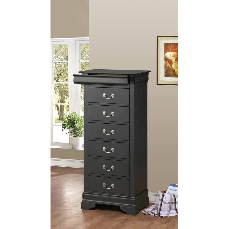 7-Drawer Wooden Bedroom Chest - 51" - Black