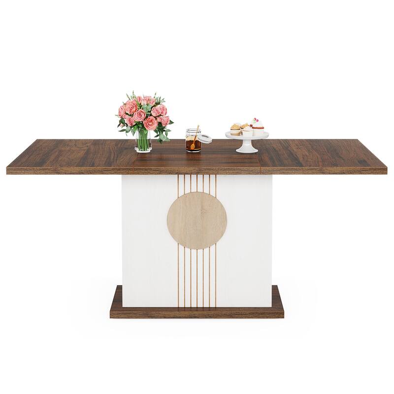 Wood Dinner Table, Kitchen Dining/Living Room Accent Dinner Table Gathering Table