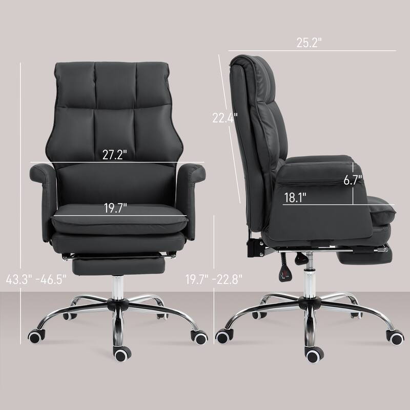 Leisure Chair Leather Visitor Chair with Footrest, Swivel Chair Ergonomic Chair Executive Chair with Wheels