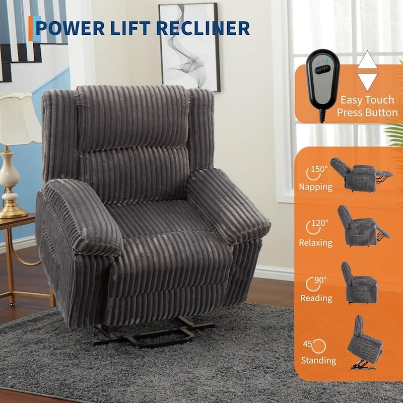 Electric Power Lift Recliner Sofa Chair, Heat and Massage for Living Room, Bedroom