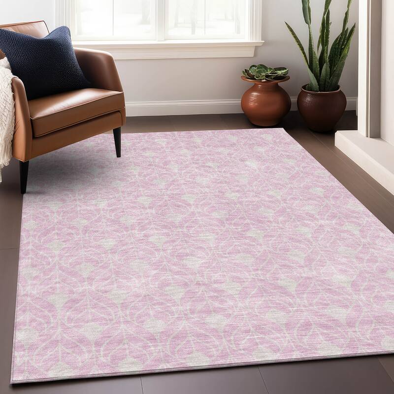 Premium Washable Super Soft Modern Teardrop Mayfield Rug - Pink - 5' x 7'6"